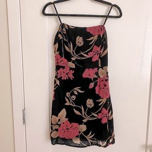 Lulus Black Velvet Floral Mini Dress